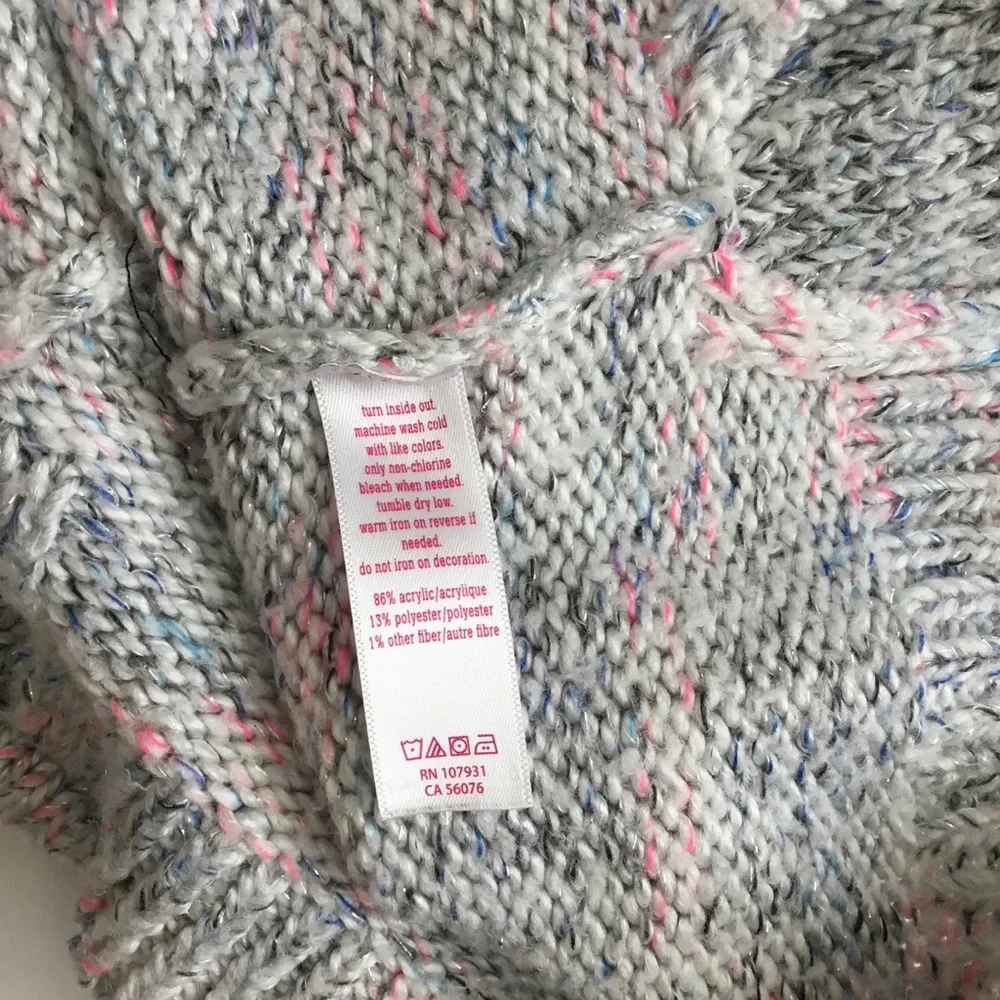 Justice Girls Sweater “Be Unique” Gray Pink Size 6